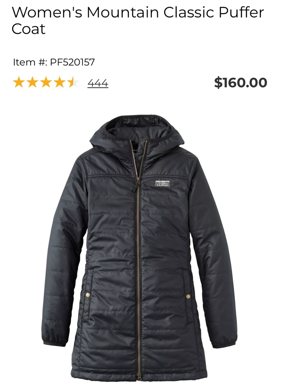 L.L. Bean Women's Mountain Classic Coat - Black